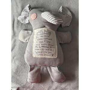 Demdaco 18" Elephant Plush Gray Stripe Ears Nose Lori Seibert Stuffed Animal